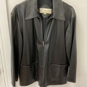 Vintage Joseph Abboud Men’s Black Leather  Zipper Jacket Medium